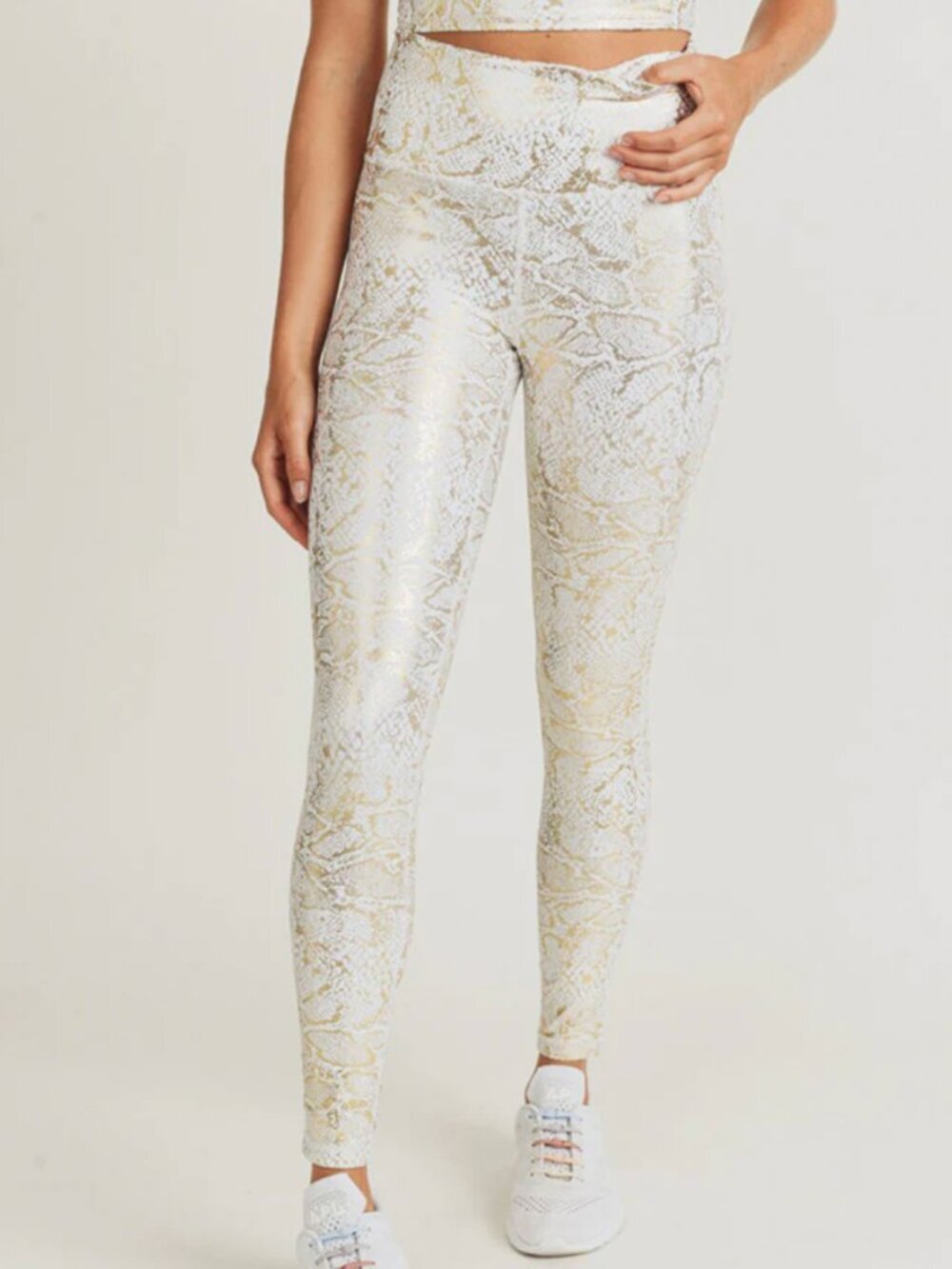 Mono B Gold Snake Print Highwaist Leggings Size Small